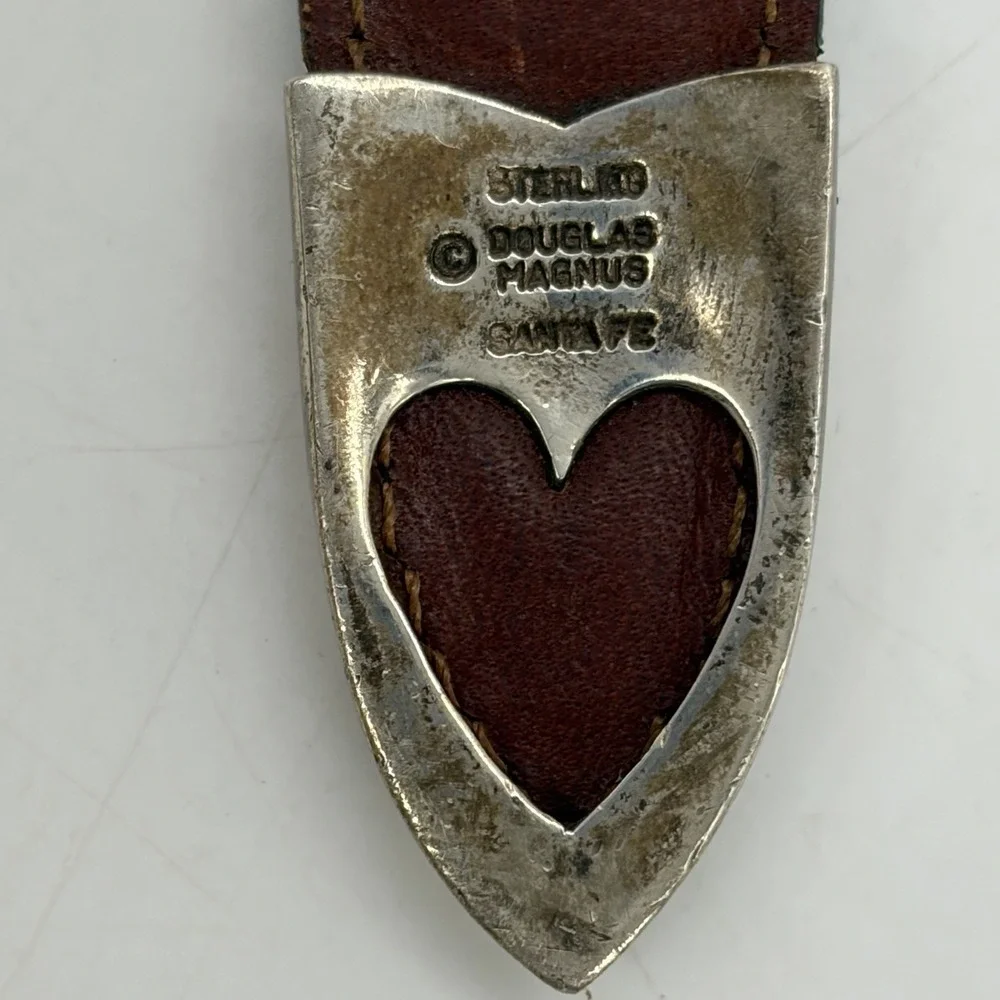 Vtg 1998 Douglas Manus Heartline Mens 36 Alligator Belt 4pc Sterling Silver USA
